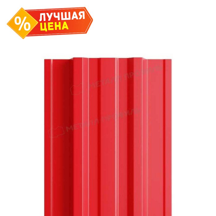Штакетник Металл Профиль TRAPEZE-T 0,45 Полиэстер RAL3020 Красный насыщенный