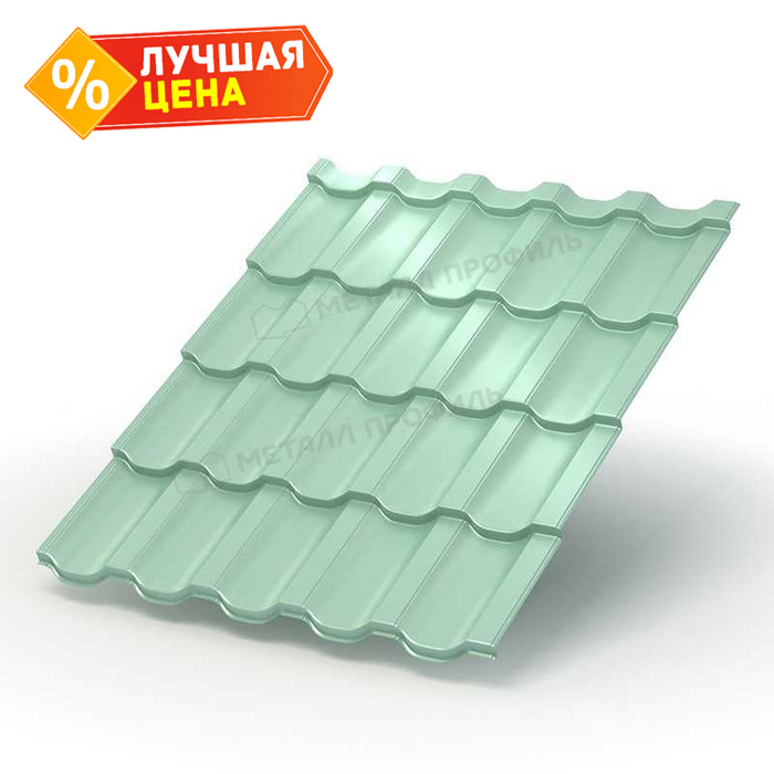Металлочерепица Металл-Профиль Трамонтана-SL 0,5 PURMAN® Tourmalin Светло-зеленый металлик