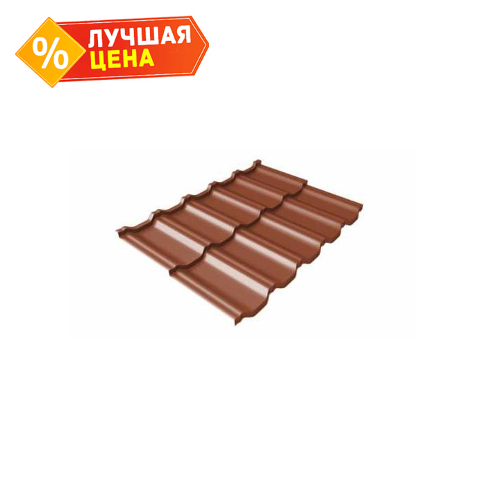 Металлочерепица Grand Line Kvinta Uno (Квинта Уно) 0,45 Полиэстер RAL 8004 Терракота