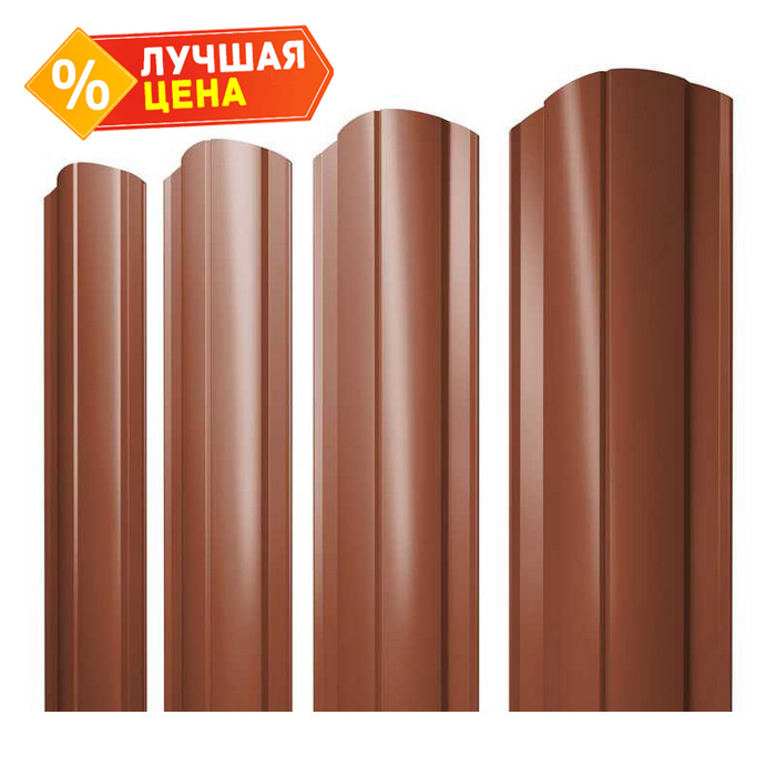 Штакетник Круглый фигурный Grand Line 0,5 Satin RAL8004 Терракота