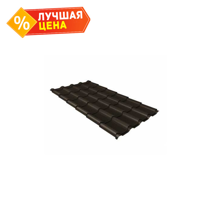 Металлочерепица Grand Line Kamea (Камея) 0,5 Velur RR 32 Темно-коричневый