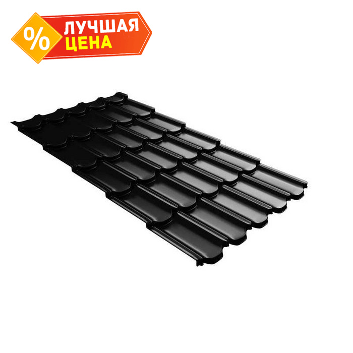 Металлочерепица Grand Line Kvinta plus (Квинта Плюс) 0,5 Rooftop Matte RAL 9005 Черный | c 3D резом