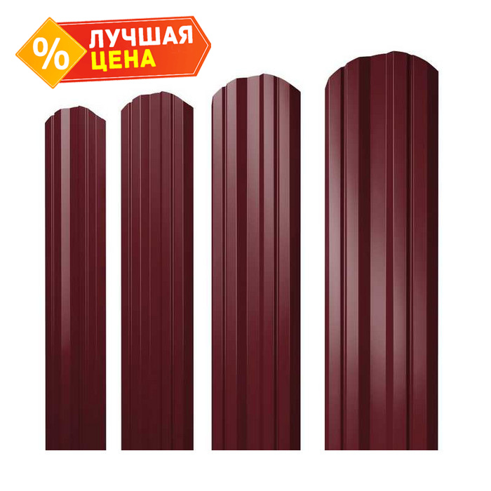 Штакетник Twin фигурный Grand Line 0,5 Satin RAL3005 Красное Вино