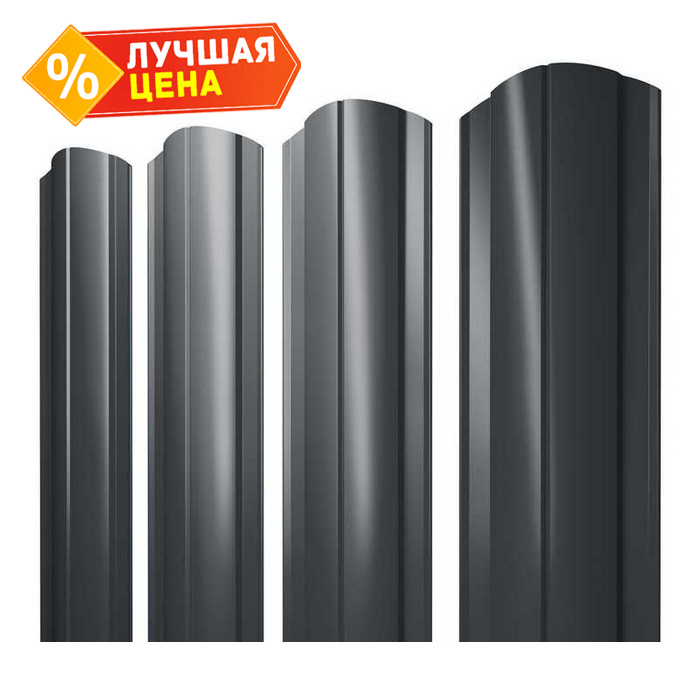 Штакетник Круглый фигурный Grand Line 0,45 Полиэстер - double RAL7016 Антрацитово-Серый | 1.5 м