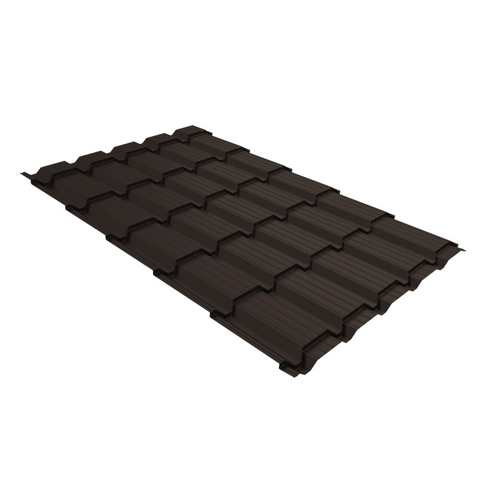 Металлочерепица Grand Line Верховье Quadro profi (Квадро Профи) 0,5 Rooftop Бархат RR 32 темно-коричневый