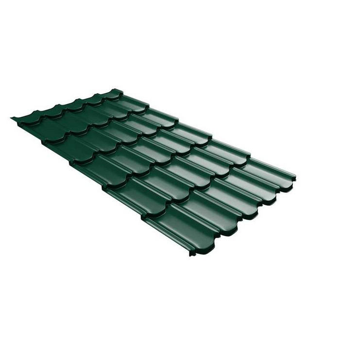 Металлочерепица Grand Line Kvinta plus (Квинта Плюс) 0,5 GreenCoat Pural Matt BT RAL 6005 Зеленый мох | c 3D резом - фото №1
