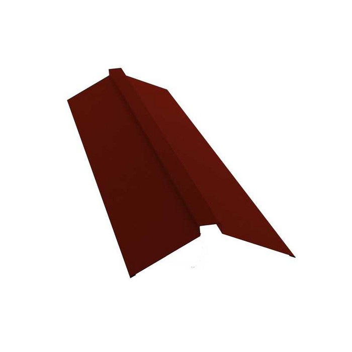 Планка конька плоского Grand Line 115х30х115 0,5 GreenCoat Pural BT, matt RR 29 красный (RAL 3009 оксидно-красный) - фото №1