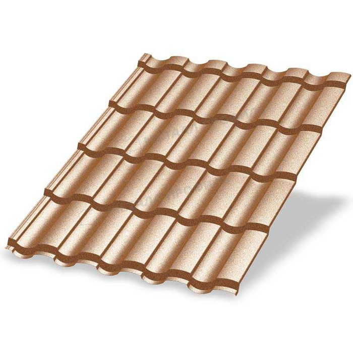 Металлочерепица Металл-Профиль Монтекристо-XL 0,5 PURMAN® Argillite Медный металлик - фото №1