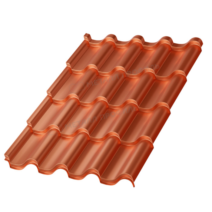 Металлочерепица Металл-Профиль Монтерроса-X 0,5 AGNETA® Copper/Copper/Медный/Медный - фото №1