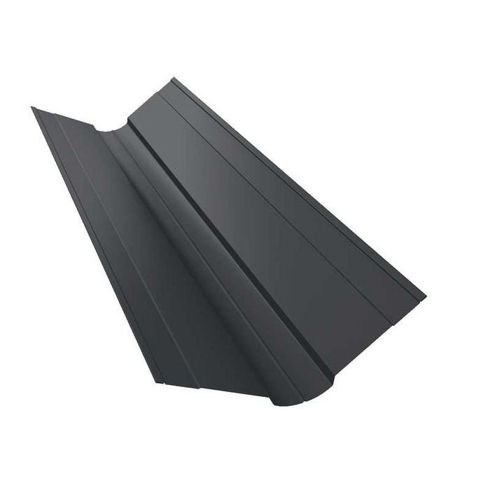 Планка ендовы верхней фигурной 100x100 0,5 Rooftop Matte RAL 7024 мокрый асфальт - фото №1