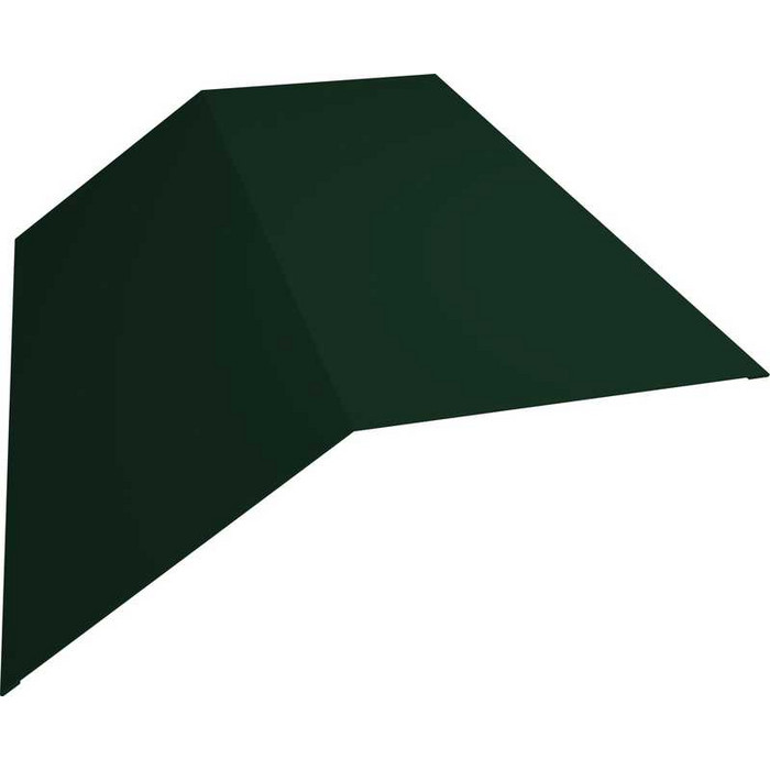 Планка конька плоского 145х145 0,5 GreenCoat Pural BT с пленкой RR 11 темно-зеленый (RAL 6020 хромовая зелень) - фото №1