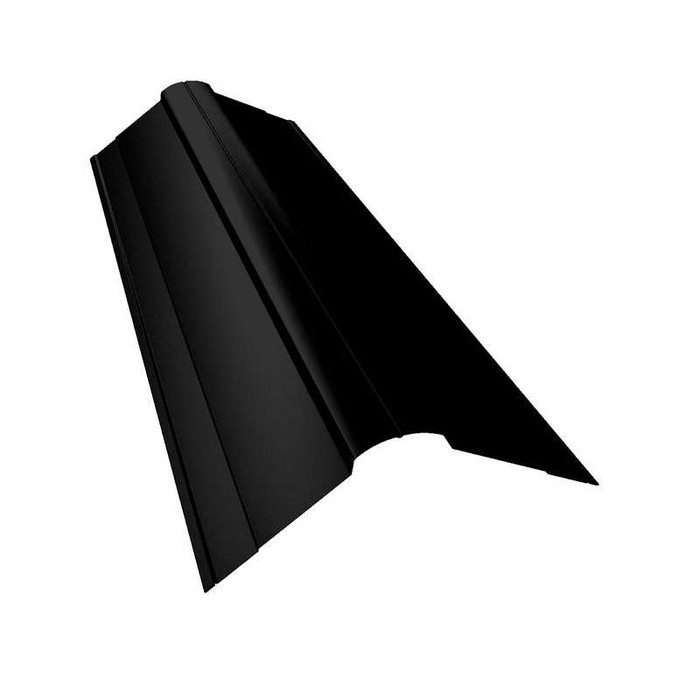 Планка конька фигурного 100x100 0,5 GreenCoat Pural BT, matt RR 33 черный (RAL 9005 черный) - фото №1