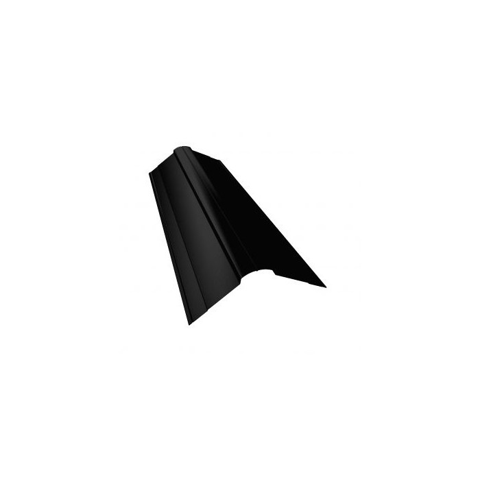 Планка конька фигурного 100x100 0,5 Satin с пленкой RAL 9005 черный - фото №1