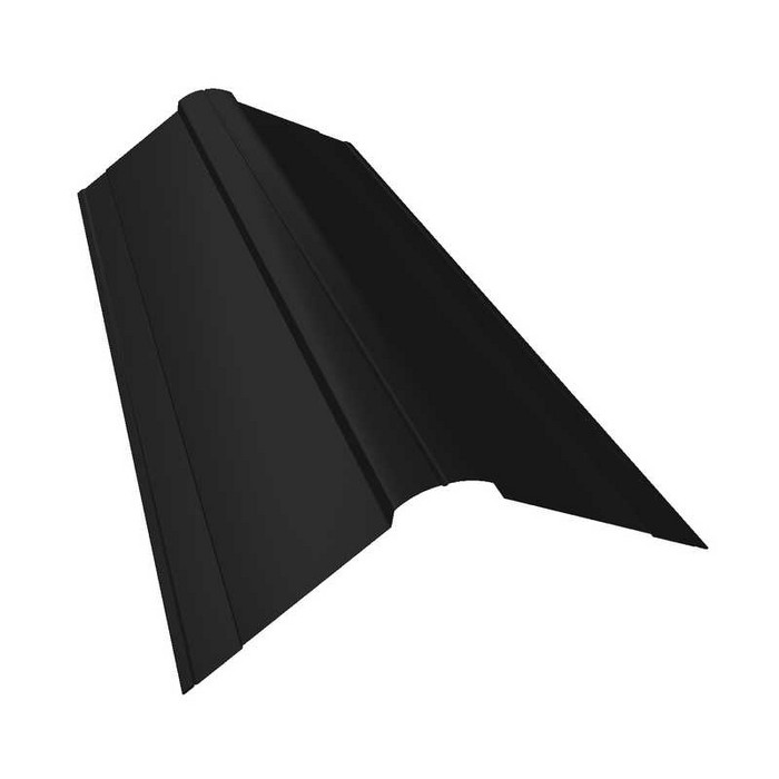 Планка конька фигурного 150x150 0,5 Quarzit lite RAL 9005 черный - фото №1