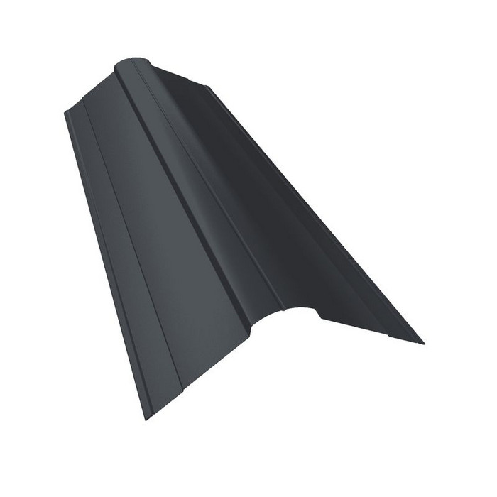 Планка конька фигурного 150x150 0,45 PE-Double RAL 7024 мокрый асфальт - фото №1