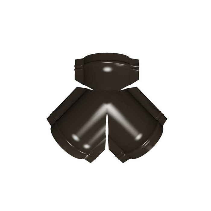 Тройник Y конька полукруглого GreenCoat Pural BT, matt с пленкой RR 32 темно-коричневый (RAL 8019 серо-коричневый) - фото №1