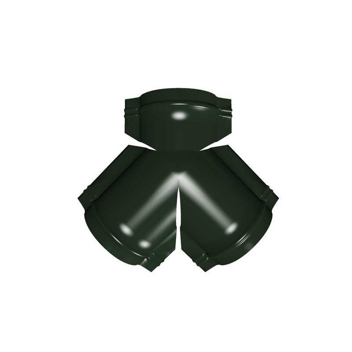 Тройник Y конька полукруглого GreenCoat Pural BT с пленкой RR 11 темно-зеленый (RAL 6020 хромовая зелень) - фото №1