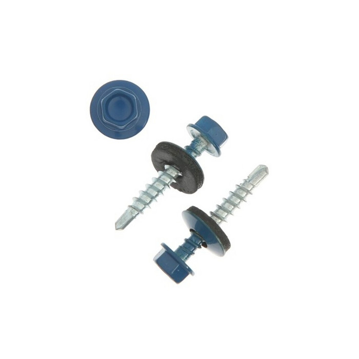 Саморез кровельный Daxmer 4,8х29 RAL 5019 (250) сверло №1 - фото №1