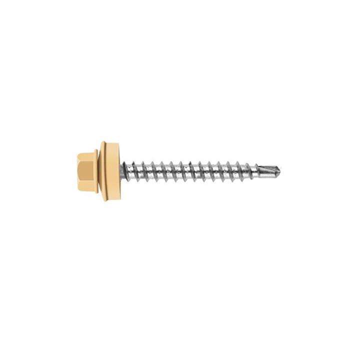 Саморез кровельный Daxmer 4,8х50 RAL 8002 (150) сверло №1 - фото №1