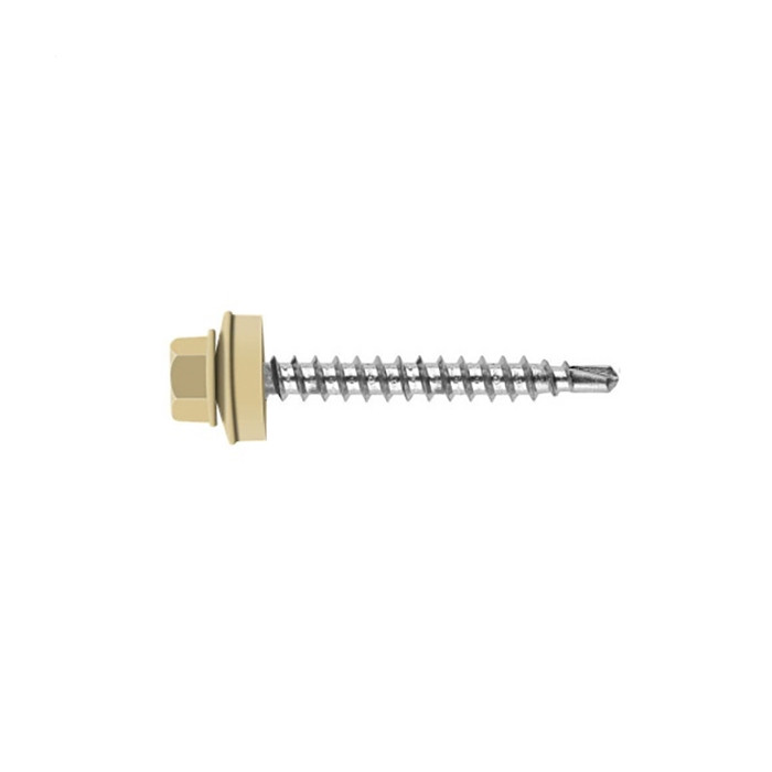 Саморез кровельный Daxmer 4,8х50 RAL 8028 (150) сверло №1 - фото №1