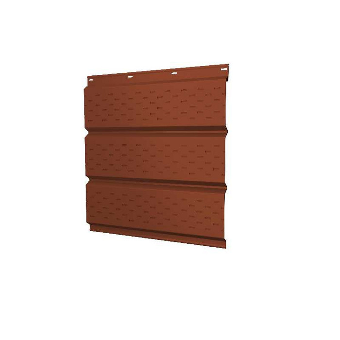 Софит металлический полная перфорация 0,5 Velur с пленкой RAL8004 терракота - фото №1