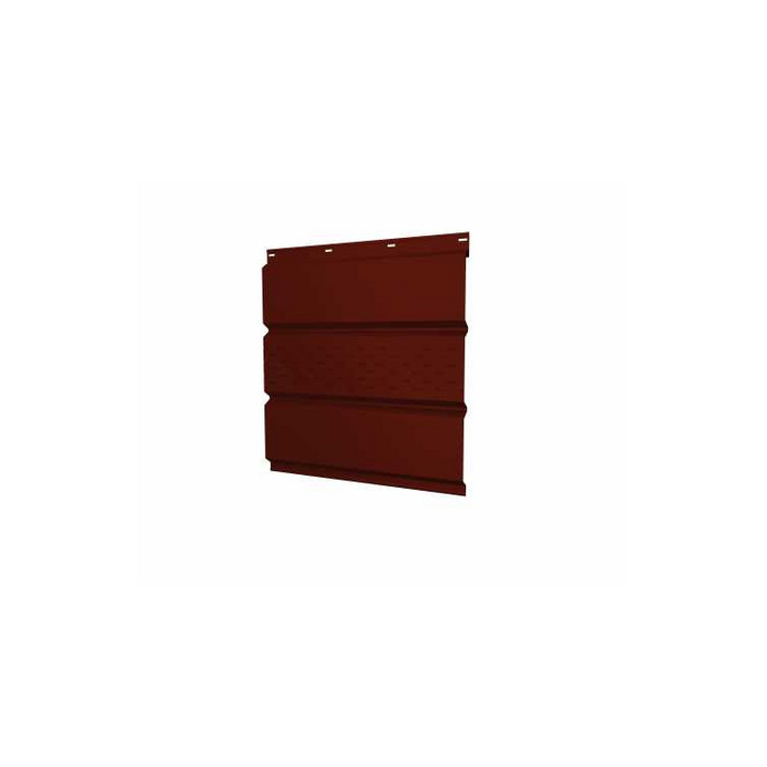 Софит металлический центральная перфорация 0,5 GreenCoat Pural BT с пленкой RR 29 красный (RAL3009 оксидно-красный) - фото №1
