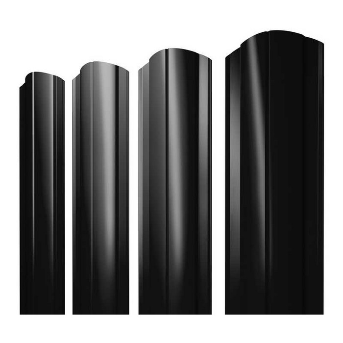 Штакетник Круглый фигурный Grand Line 0,5 Satin Matt RAL9005 Черный - фото №1