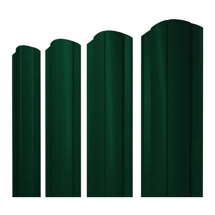 Штакетник Круглый фигурный Grand Line 0,5 Satin Matt RAL6005 Зеленый Мох - фото №1