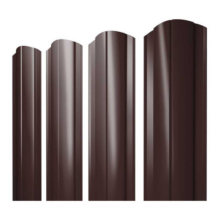 Штакетник Круглый фигурный Grand Line 0,5 GreenCoat Pural BT, matt RR 887 Шоколадно-Коричневый - фото №1