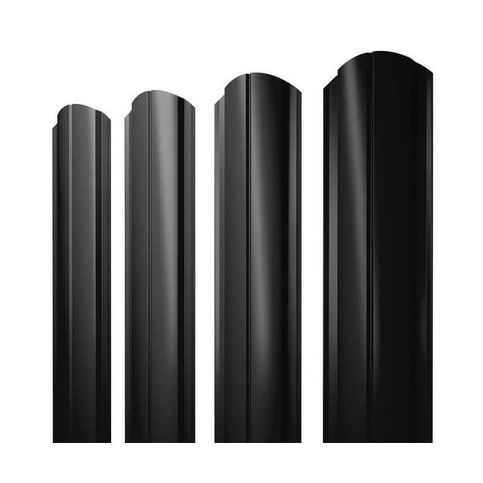 Штакетник Полукруглый Slim фигурный Grand Line 0,5 Satin RAL9005 Черный - фото №1
