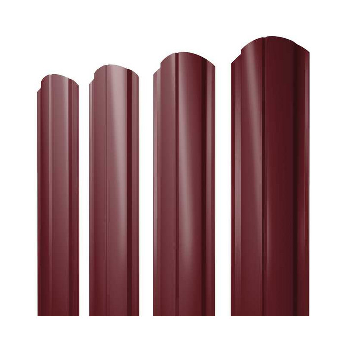 Штакетник Полукруглый Slim фигурный Grand Line 0,45 Drap RAL3005 Красное Вино - фото №1