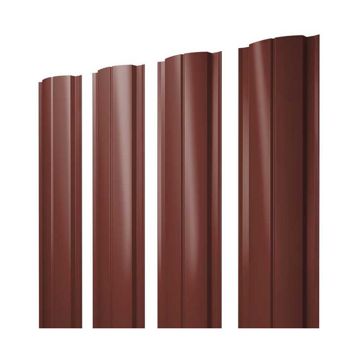 Штакетник Полукруглый Slim Grand Line 0,5 Satin RAL3009 Оксидно-Красный - фото №1