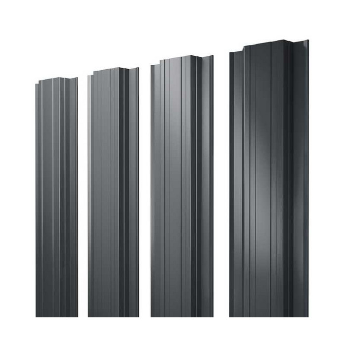 Штакетник Прямоугольный Grand Line 0,5 Satin Matt RAL7016 Антрацитово-Серый - фото №1