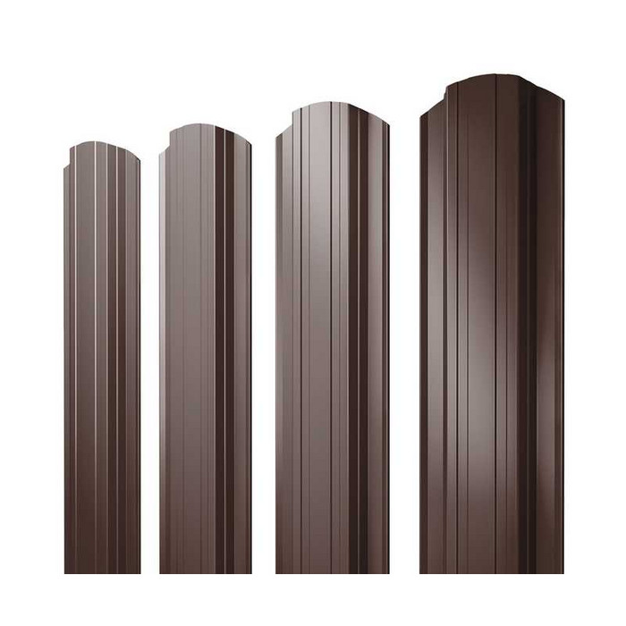 Штакетник Прямоугольный фигурный Grand Line 0,5 GreenCoat Pural BT, matt RR 887 Шоколадно-Коричневый - фото №1